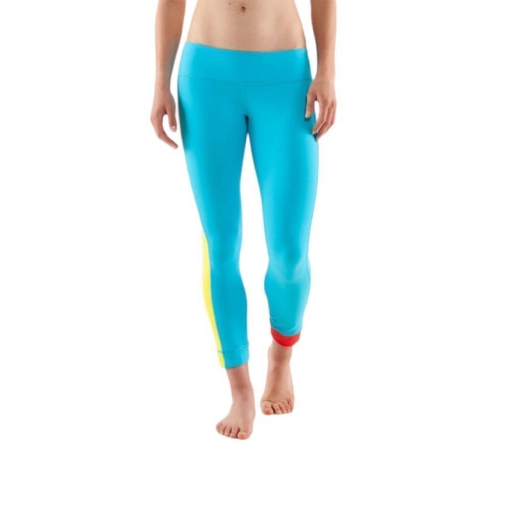 Lululemon Amped Crop Size 2 Power Luxtreme Spry Blue Sizzle Love Red Legging